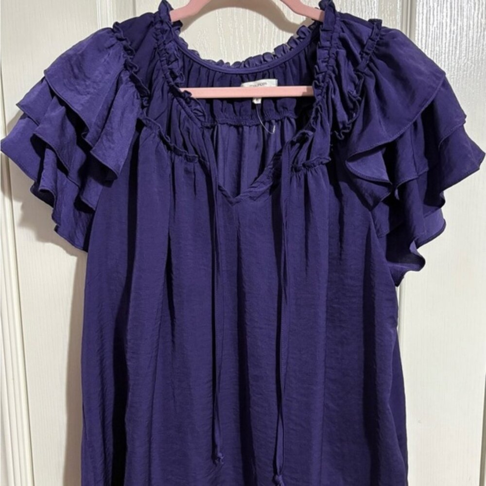 ❤️Maurices Purple Ruffled Short Sleeve Blouse ❤️